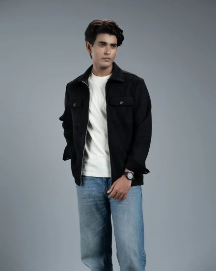 Men's Scuba Suede Knit Jacket (Z-Black)